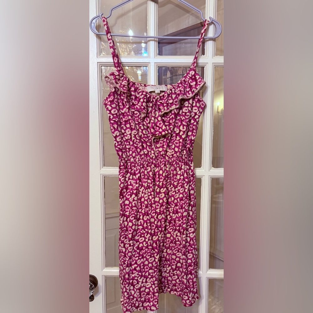 LOFT Pink Leopard Print Mini Dress